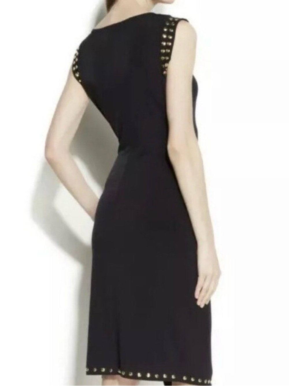 Joseph Ribkoff  Black Studded
Sleeveless Ruched Side Slit
Sheath Dress - Picture 2 of 5
